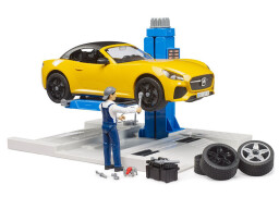 Bruder Autoservis s Roadsterem a mechanikem 1:16